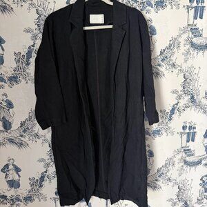 All Row Black Linen Blend Blazer Jacket Lightweight Open Front Minimal Size S